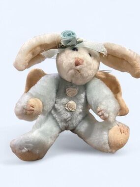 Vintage Boyd’s Bear Plush Angel Bunny Soft Toy in Light Blue and Beige